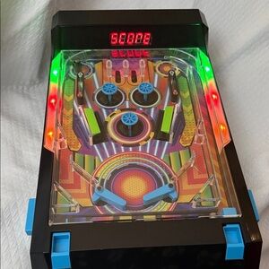 Retro Tabletop Pinball Machine w LED scoreboard lights, sound. Tested Works
